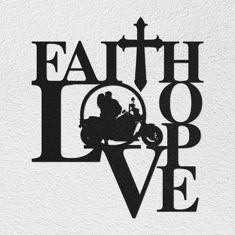 Faith Love Hope Biker Chick Motorbike Metal Wall Art | Etsy