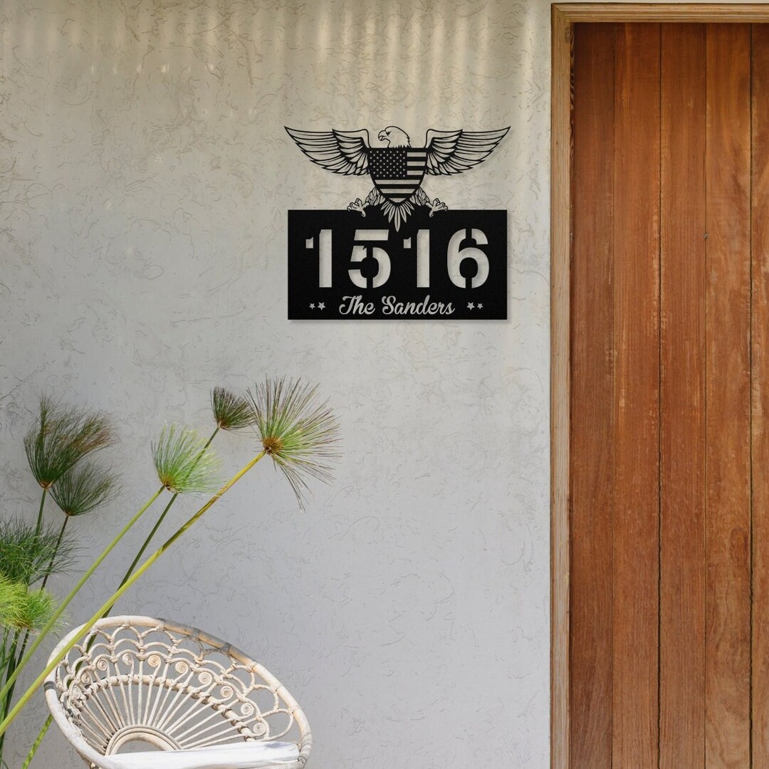 Eagle Address Sign, American Bald Eagle House Number Plaque