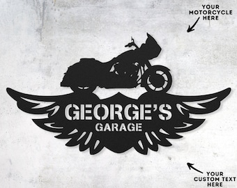 Custom Motorcycle Sign, Personalized Garage Sign, Gifts for Dad Husband Boyfriend