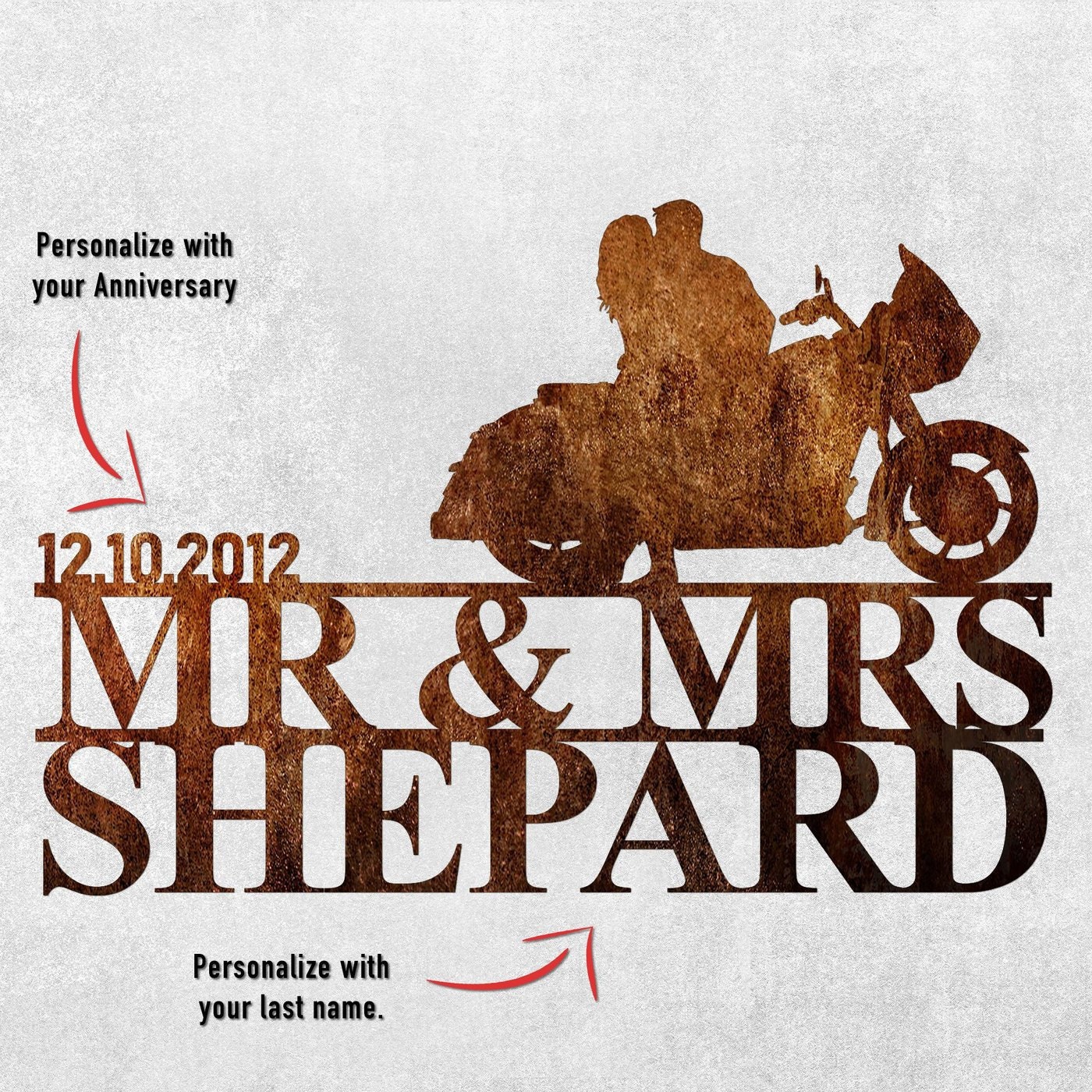 Custom Photo Motorcycling Skull Couple Husband Wife A Little Bit Of Crazy Wood Rectangle Sign Motorcycle Anniversary Wall Pictures Wall Art Wall Decor 3