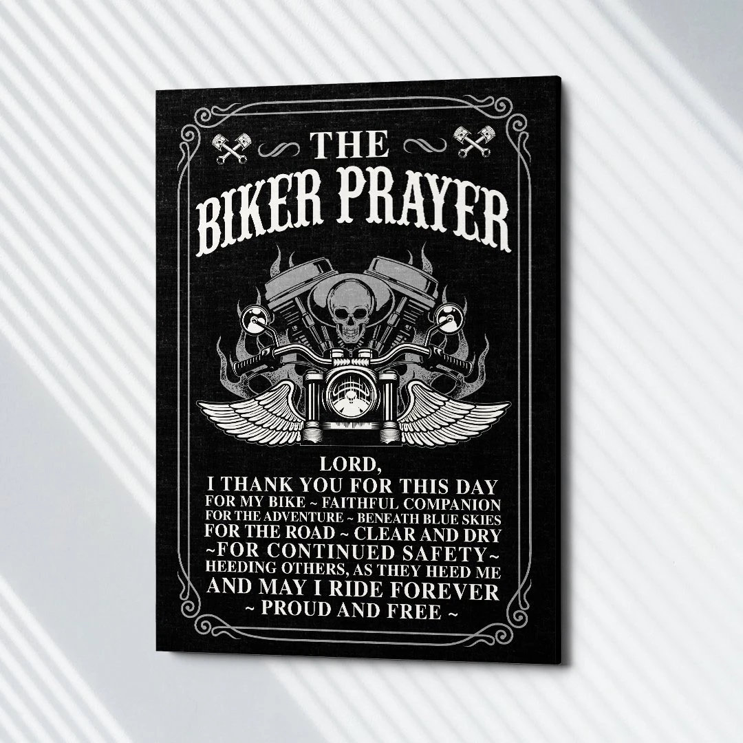 Biker Prayer - Canvas Art For Motorcycle Rider - Motorcycle Wall Art