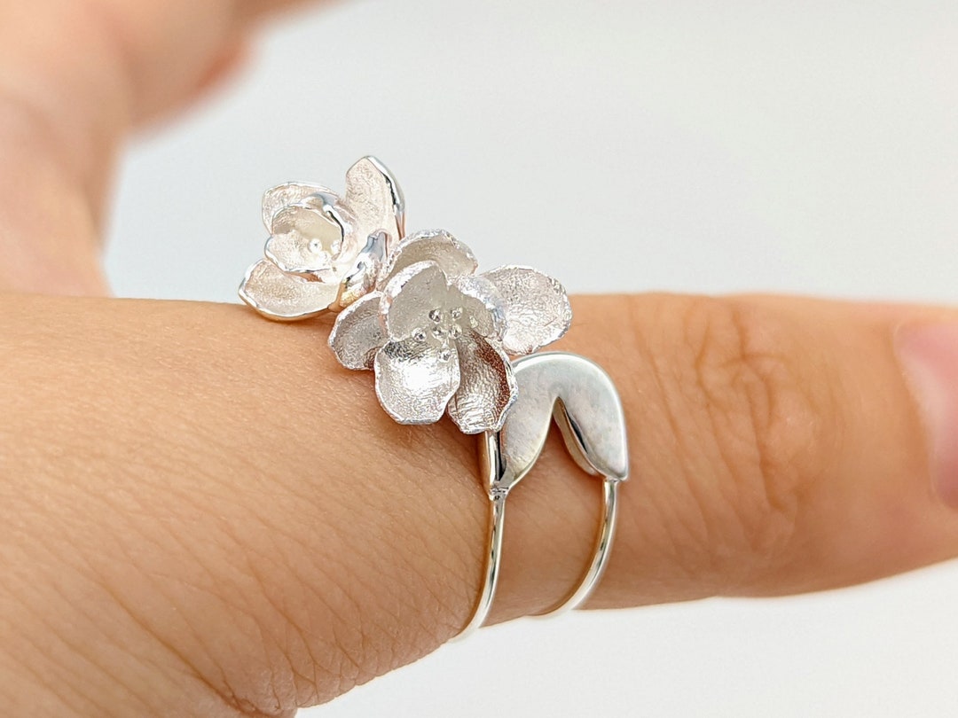 Minimalist Jasmine Flower Ringnature Rose Open Ringforest Etsy