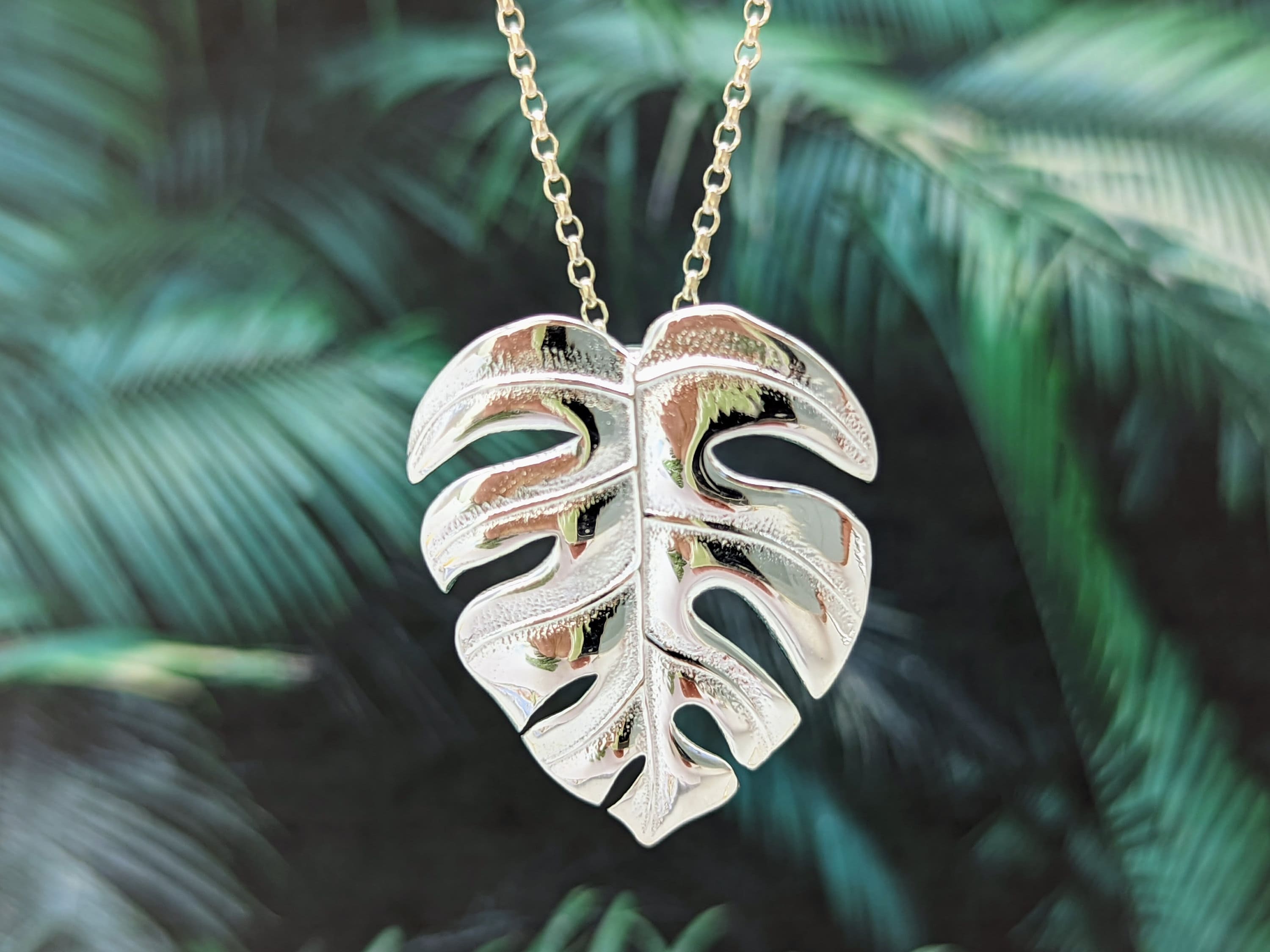 Sterling Silver Monstera Leaf Necklace,Unique Charm Botanical Nature Plant Necklace,Bridal Bridesmaid Jewelry,Mothers day gift for Grandma