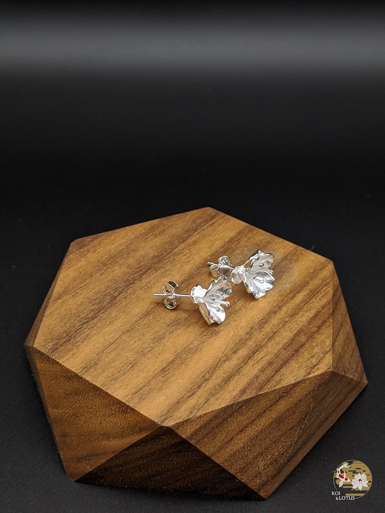 Sterling Silver Xmas Gift Begonia Flower Earrings Gift for her Begonia Silver Stud Earrings Begonia Gold Plated Silver Stud Earring