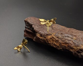 Dragonfly Gold Plated Silver Stud Earrings, Dragonfly Silver Stud Earrings, Sterling Silver, Gift for her, Xmas Gift, Birthday Gift