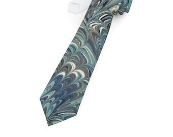 Marbled Design Man Necktie, Unique Art Gift for Him, d843 by Dodin's