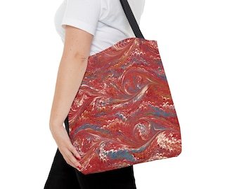 Tote Bag featuring Marbled Design, 3 Sizes and 5 Handle Colors, Unique Artistic Design d840 by Dodin&#39;s