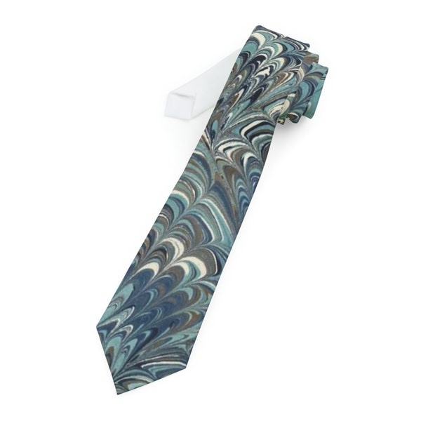 Man Necktie featuring Dodin's Marbled Design d843, Men's Tie, Art Gift for Him