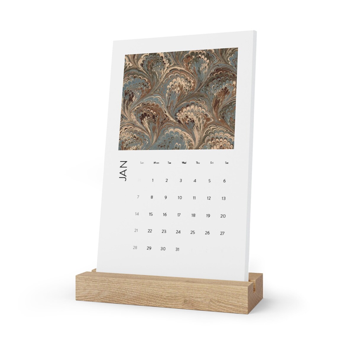 2024 Vertical Desk Art Calendar With Wood Stand Featuring 12 Etsy Canada