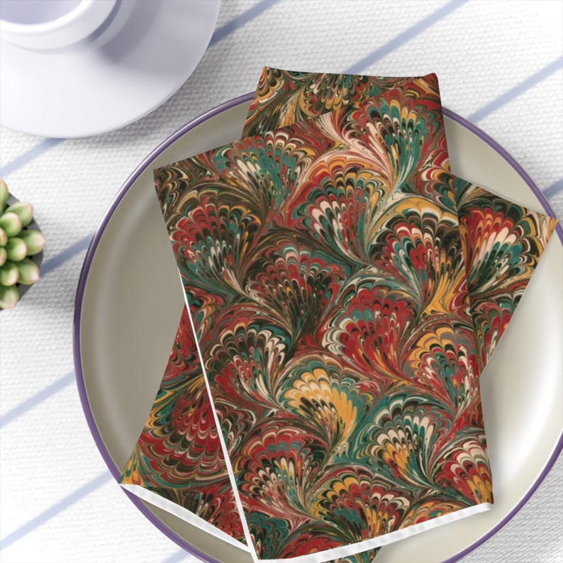 Set of 4 Table Cloth Napkins Featuring Dodin's Marbling Pattern F272