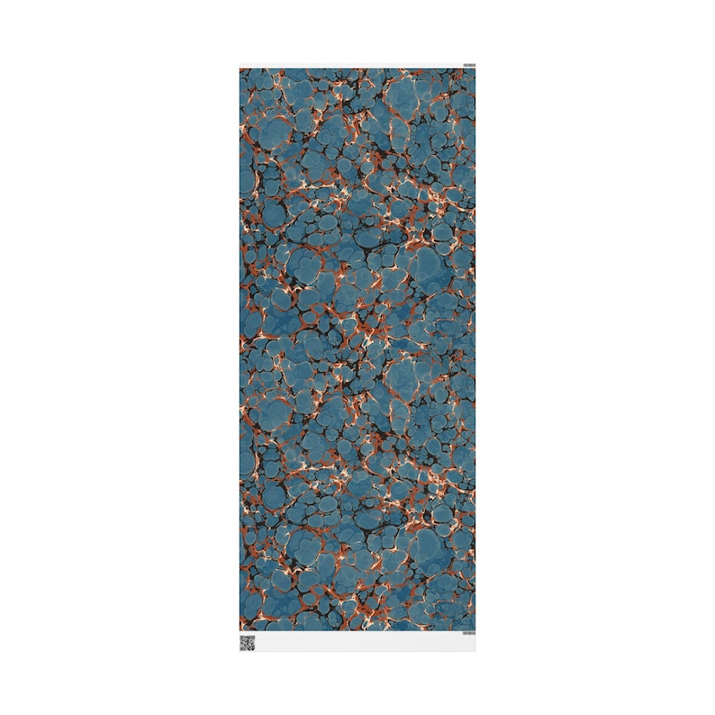 Blåtryckt marmorerat presentpapper, unikt konstnärligt presentpapper, f441 av Dodin's 30x72 in