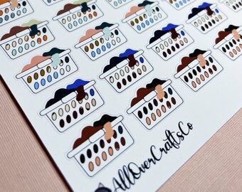 Laundry Planner Stickers - Household Planning - 35 Stickers - Cute Handmade Laundry Basket with Clothes - Laundry Planning - Household