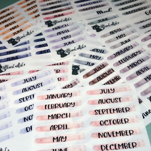 Monthly Watercolor Stickers - Planner Stickers - Clear and Matte White Available