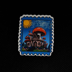 Mushroom Home Stamp - Waterproof Sticker - Perfect for Laptops, Bottles, more