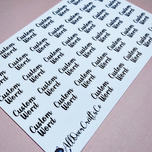 Custom Word Stickers - Custom Planner Stickers - Create your own - Custom Word Planner Stickers