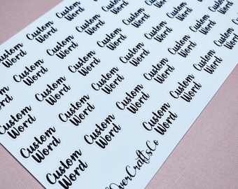 Custom Word Stickers - Custom Planner Stickers - Create your own - Custom Word Planner Stickers