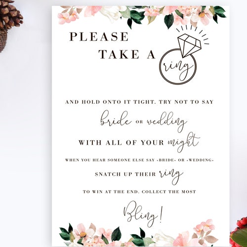 The Ring Game Sign Printable Bridal Shower Games Don't - Etsy