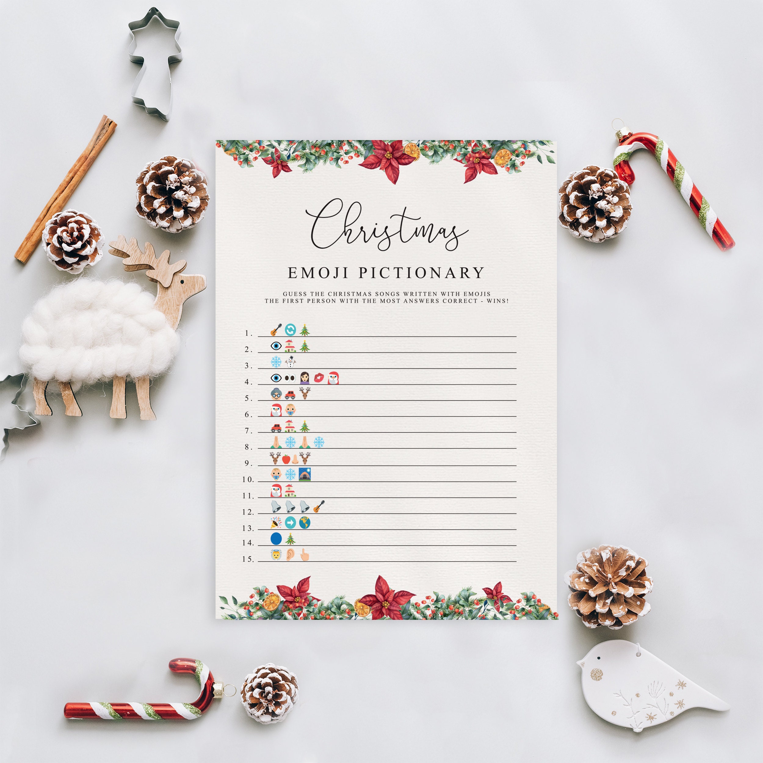 Christmas Songs EMOJI Pictionary Christmas party game | Etsy