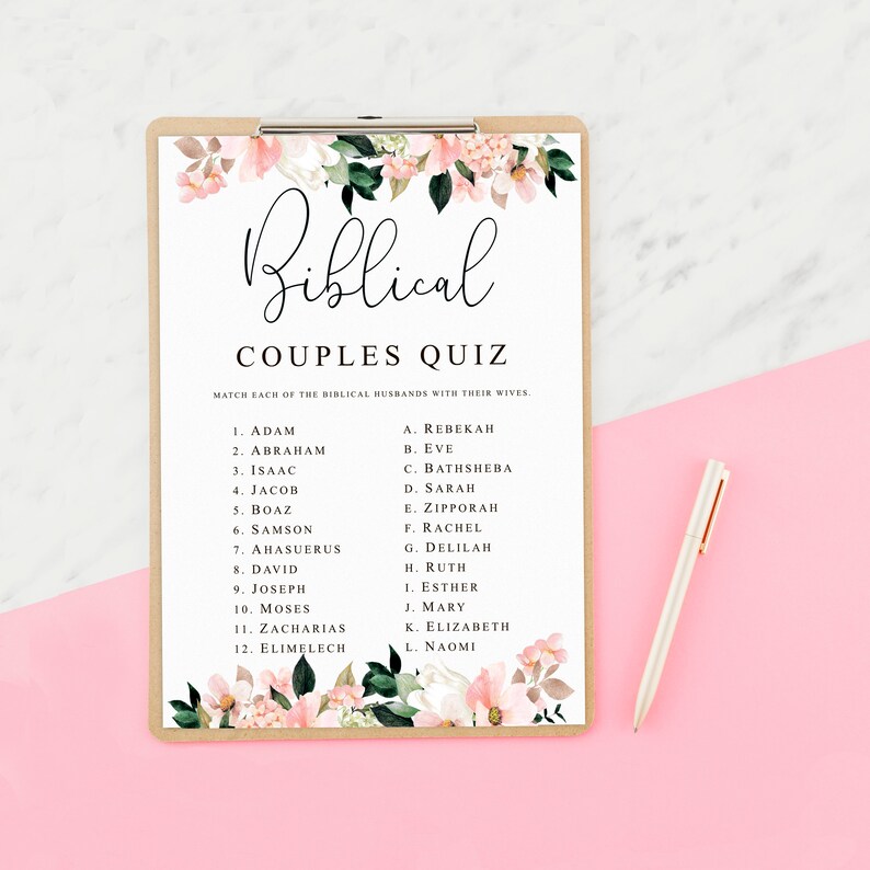 Bible Couples Quiz Christian Biblical Shower Bible Couples Etsy