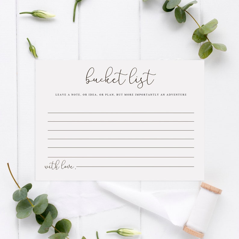 Bucket List Cards Bucket Printable Cards Wedding Guestbook Etsy
