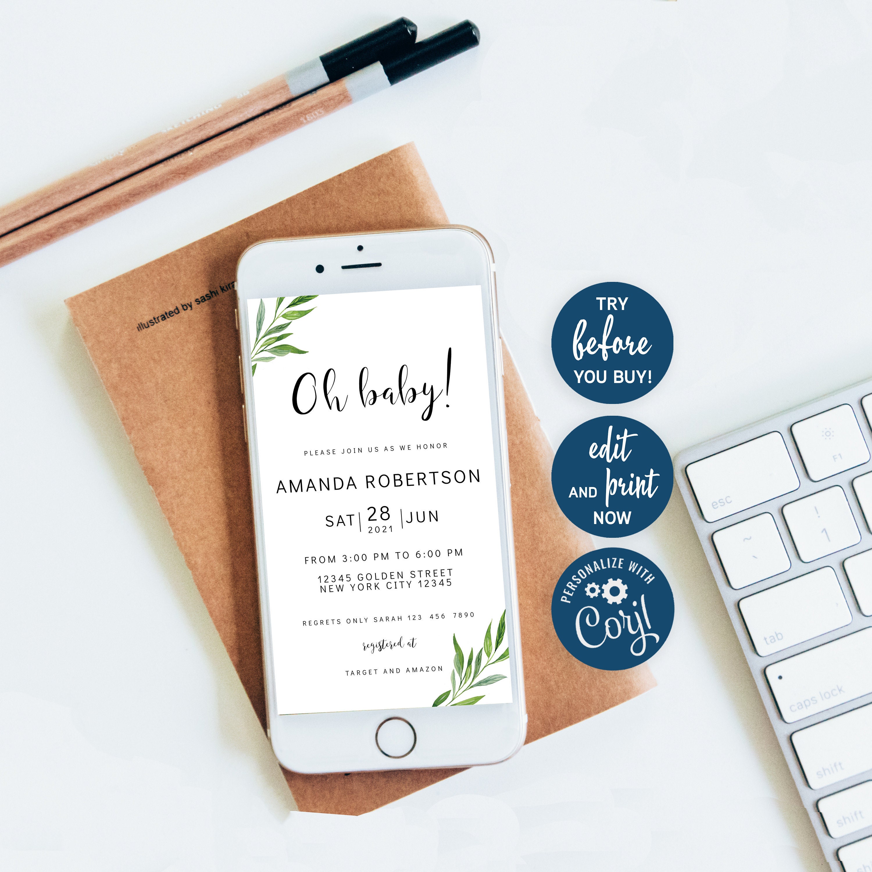 DIGITAL Baby Shower Invitation Electronic Baby Shower Invite Etsy UK