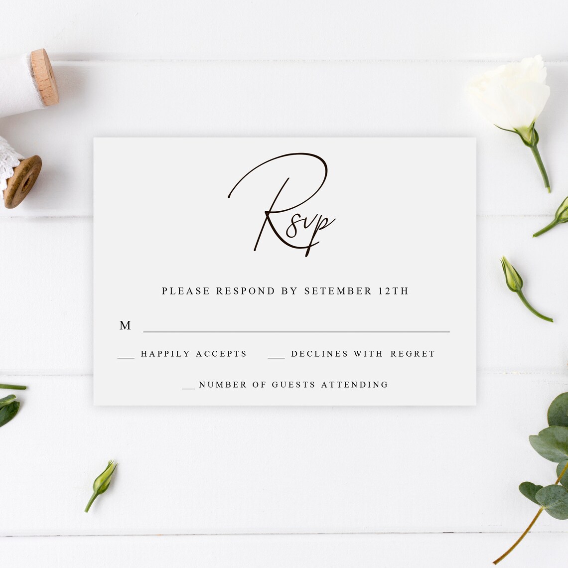 RSVP Wedding rsvp card template Song request White card | Etsy