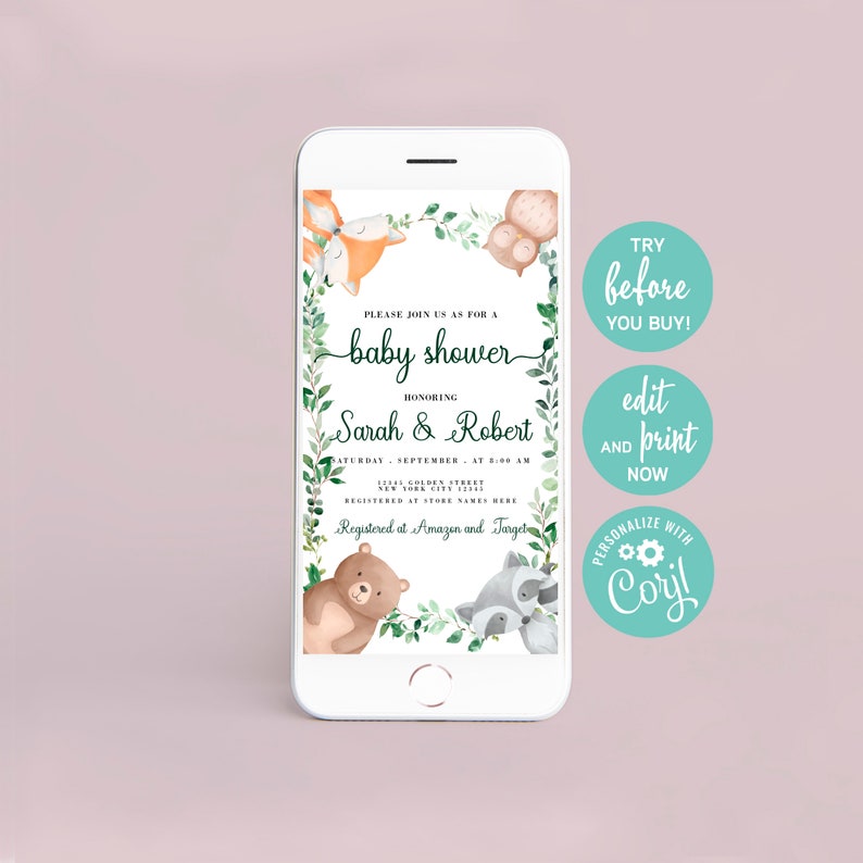 DIGITAL Baby Shower Invitation Electronic Baby Shower Invite Etsy