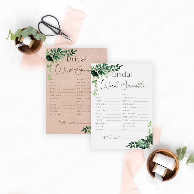 BRIDAL WORD SCRAMBLE Game Unscramble Words Bachelorette | Etsy