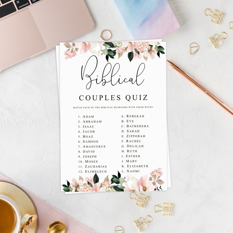 Bible Couples Quiz Christian Biblical Shower Bible Couples Etsy