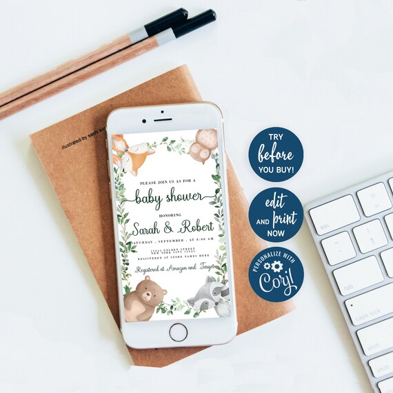 DIGITAL Baby Shower Invitation Electronic Baby Shower Invite Etsy