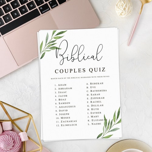 Bible Couples Quiz Bridal Shower Games Printable Christian Etsy