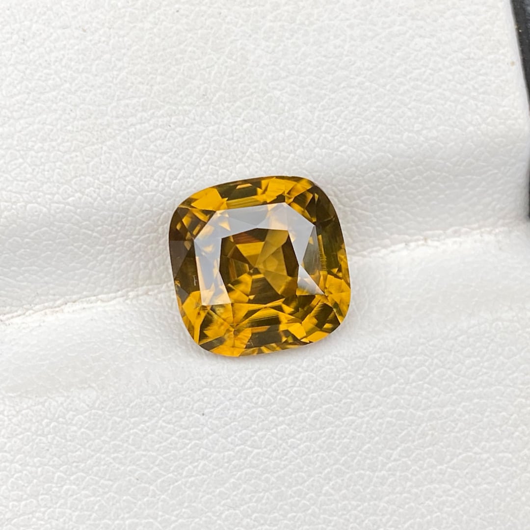 Natural Mustard Yellow Zircon 6.95 Cts Square Cushion Sri Lanka Loose