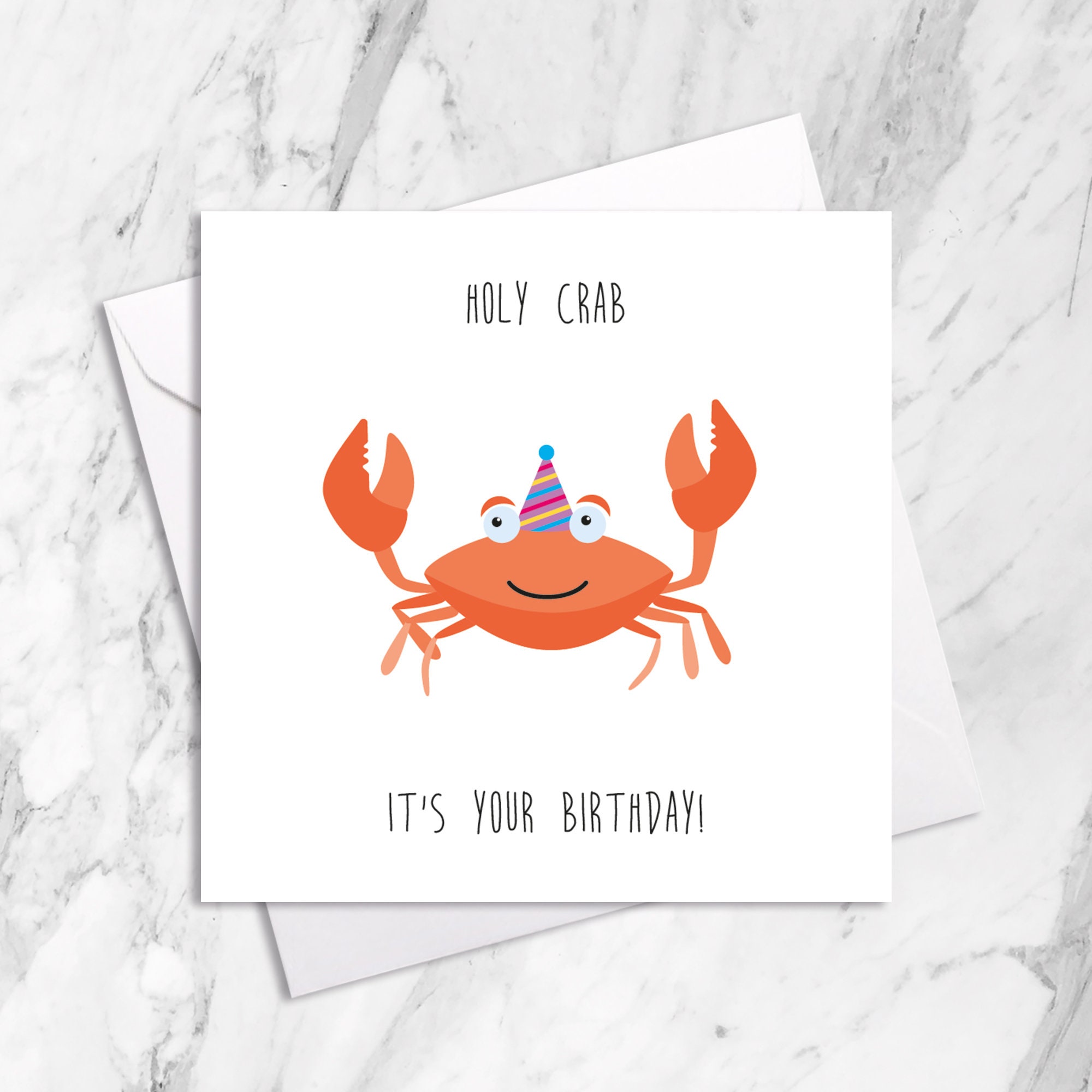 Crab Funny Animal Birthday Card Holy Crab It's Your Etsy