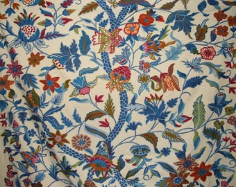 Custom Crewel Bestickter Baumwollstoff Beige, Mehrfarbig 146 cm x 1 Meter