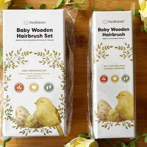KeaBabies Baby Hairbrush Set: Wooden Goat Hairbrush & Comb