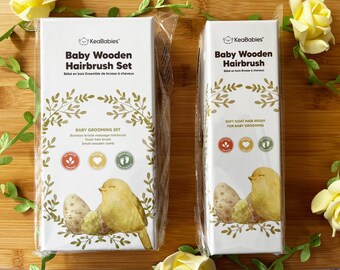 Baby Wooden Hairbrush-Baby Grooming Set or Single/SOFT Goat Hairbrush/Eco-Friendly Handmade 100% Natural/Stimulates Healthy Hair Growth