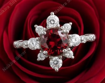 Natural Garnet Silver Ring – Healing Crystal Jewelry