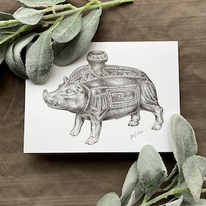 Etruscan Boar Vessel Greeting Card - inspired by the ancient artifact that became a meme