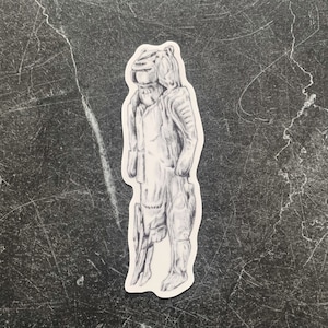 Pegatina de vinilo de estatuilla paleolítica del Hombre León - Talla de la Edad de Piedra de Lowenmensch