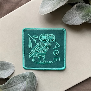 Athena Owl Patch - Ancient Greek Coin Embroidered Iron-On Patch