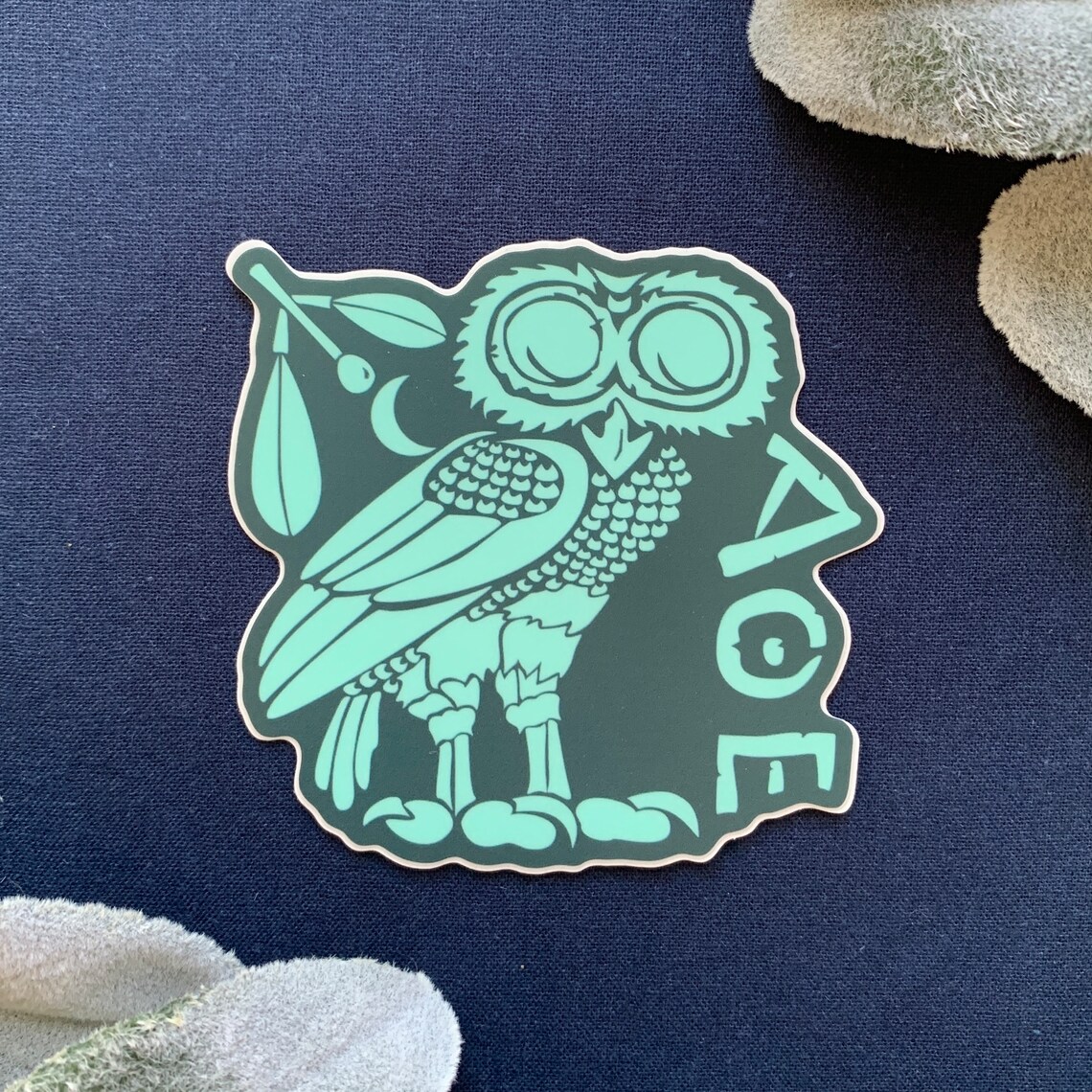 Athea Sticker Athena Owl Sticker - Ancient Greek Sticker - Dark Teal - Etsy