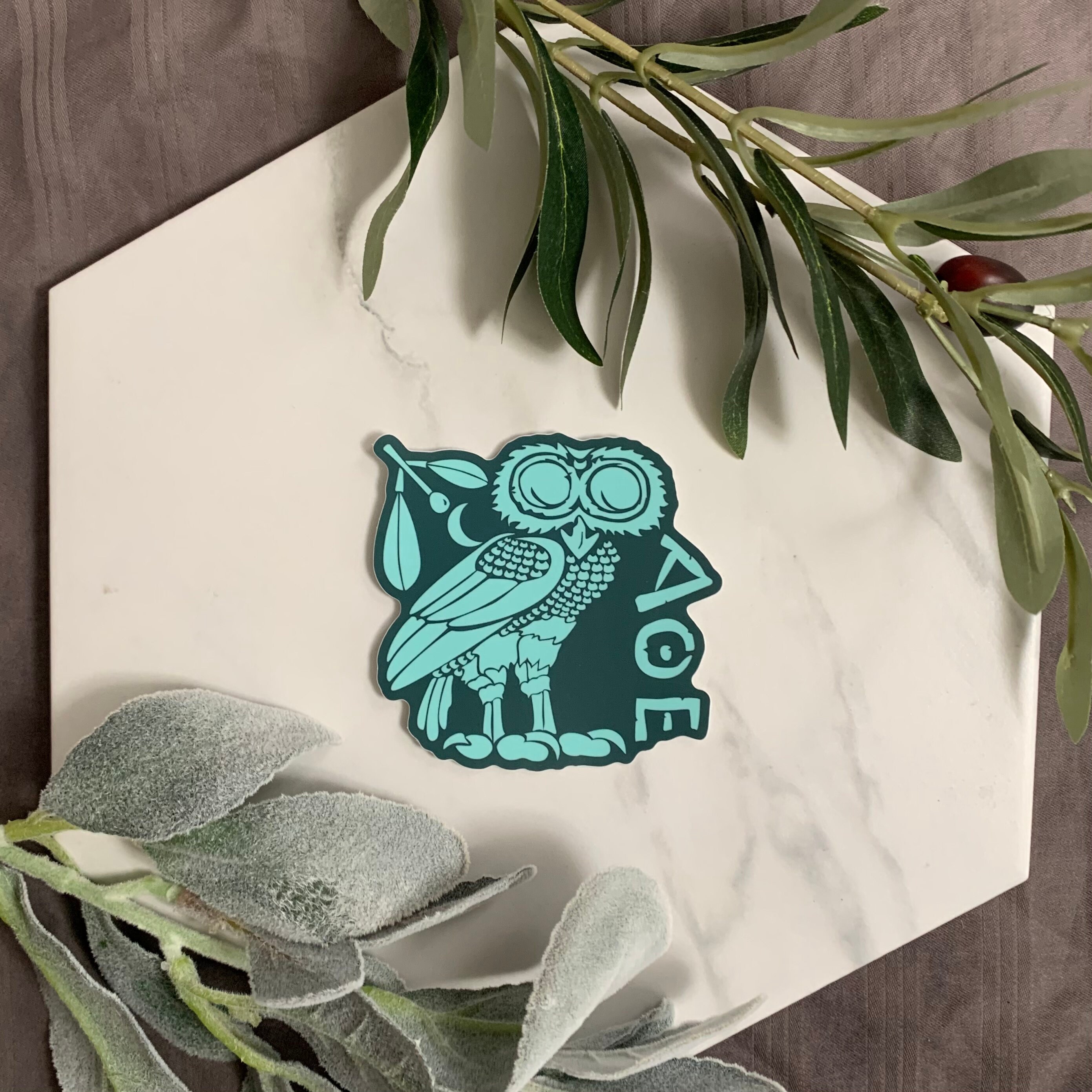 Athea Sticker Athena Owl Sticker - Ancient Greek Sticker - Dark Teal - Etsy UK