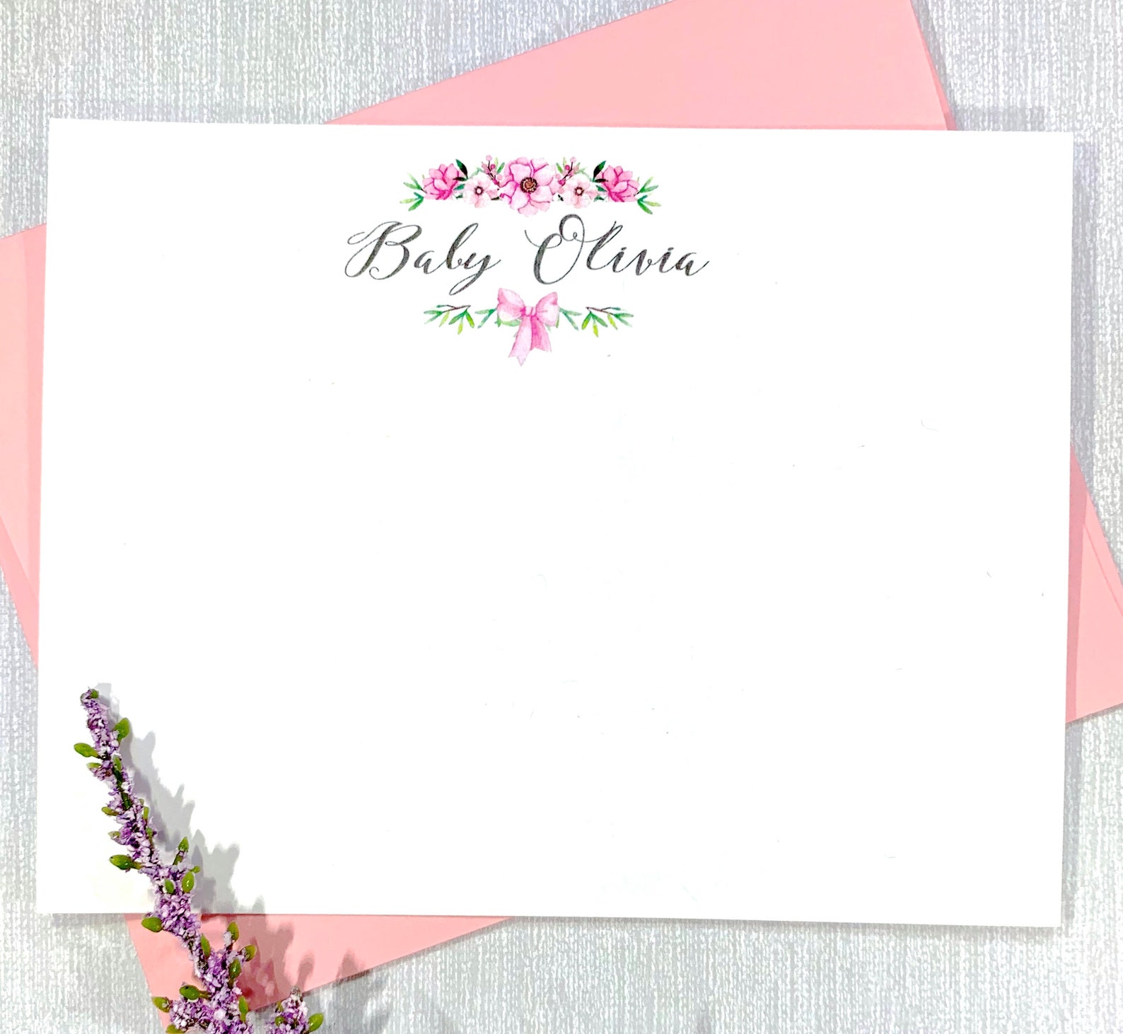 Baby Girl Stationery Set Baby Shower Thank You Cards Baby Etsy