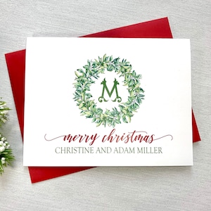 Christmas cards, monogrammed stationery, Christmas gift, personalized cards - set of 10