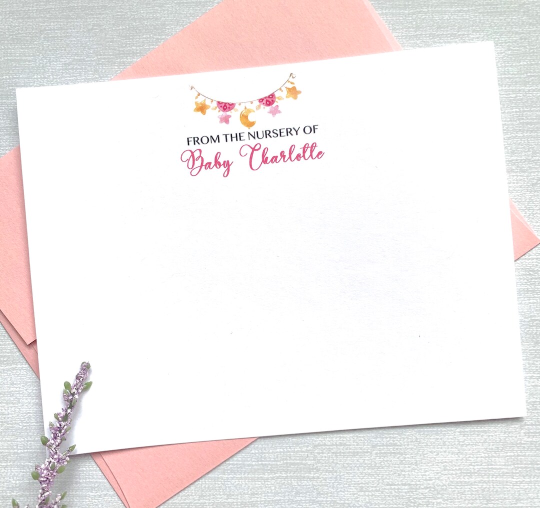 Baby Girl Stationery Set Baby Shower Thank You Cards Baby Etsy