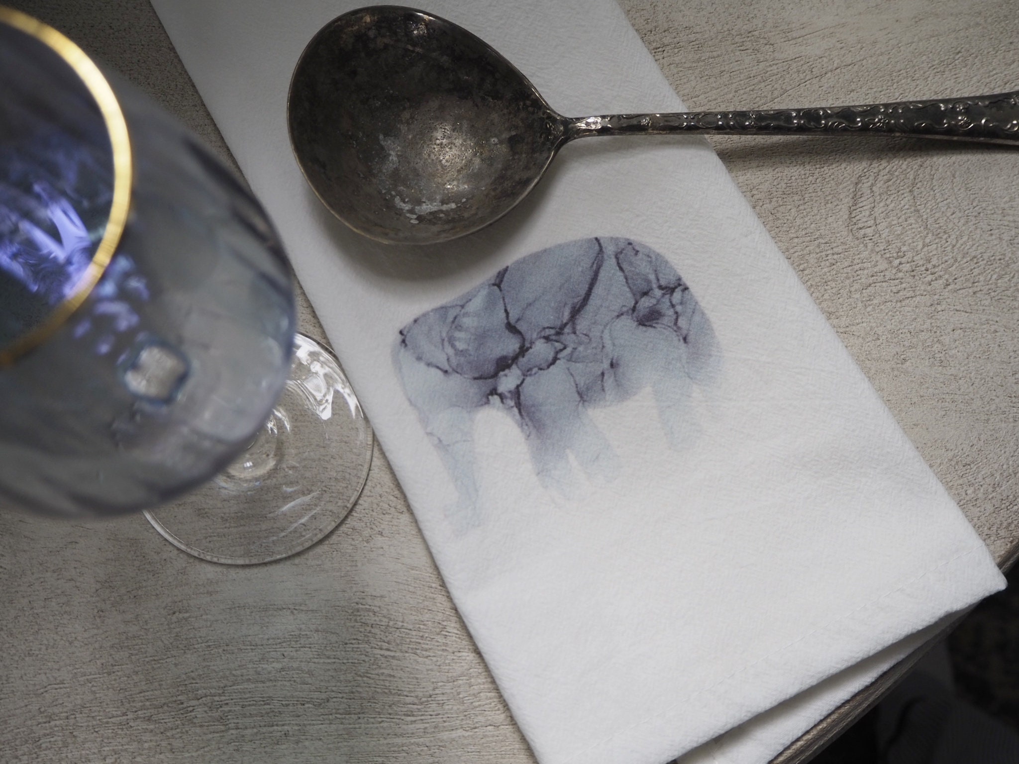 Baby Elephant Flour Sack Towel Tea Towel Original Art Alcohol Ink Abstract