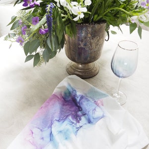 Blue & Purple Flour Sack Towel/Tea Towel Abstract Alcohol Ink Art