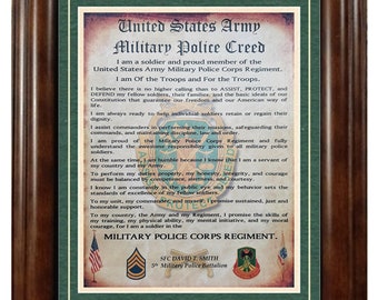 Best U S Army Mp Military Police Creed Aged Parchment Matted Etsy Denmark