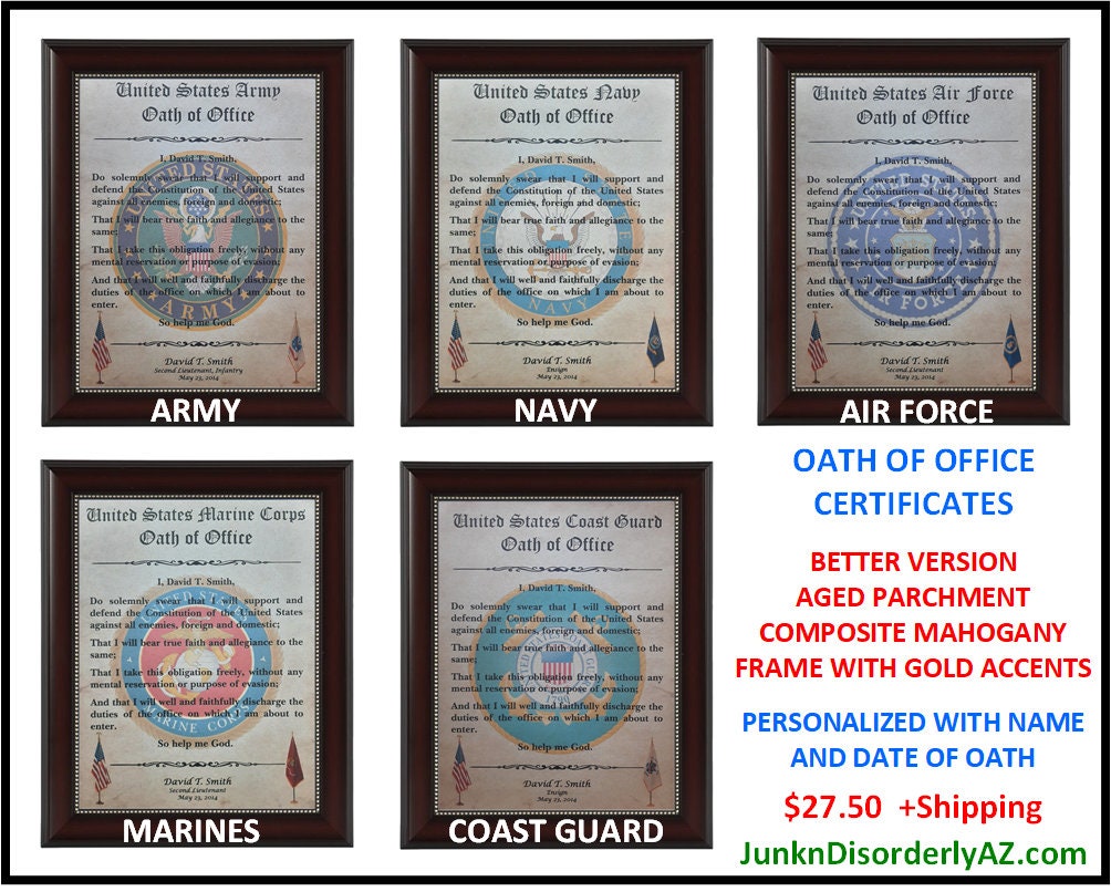 BETTER US Military Officer Oath of Office Army Navy Marines Air Force