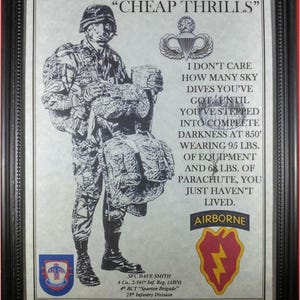 NICE or BETTER U.S. Army Paratrooper Airborne "Cheap Thrills" 25th infantry 4th BCT Personalized (with Airborne Coin Option)